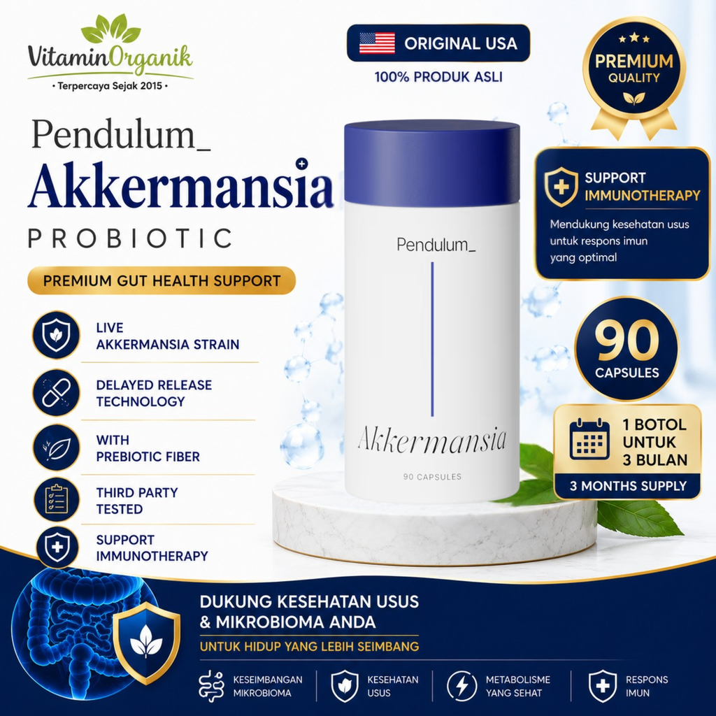 Pendulum Akkermansia Probiotic 90 Capsules Original USA | Probiotik + Prebiotic Fiber | Gut Health & GLP-1 Support