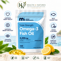 Micro Ingredients Omega-3 Fish Oil Triple Strength 4.200mg | EPA 1.200mg + DHA 900mg | 240 Softgels Lemon Flavored