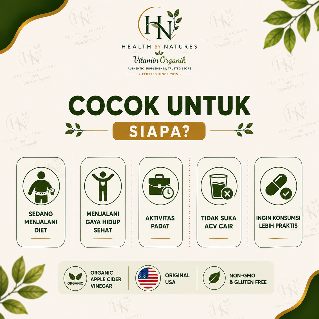 Bragg Apple Cider Vinegar Capsule 90 Kapsul Original USA | ACV Capsule | Diet | Gula Darah | Kolesterol | Pencernaan | Metabolisme