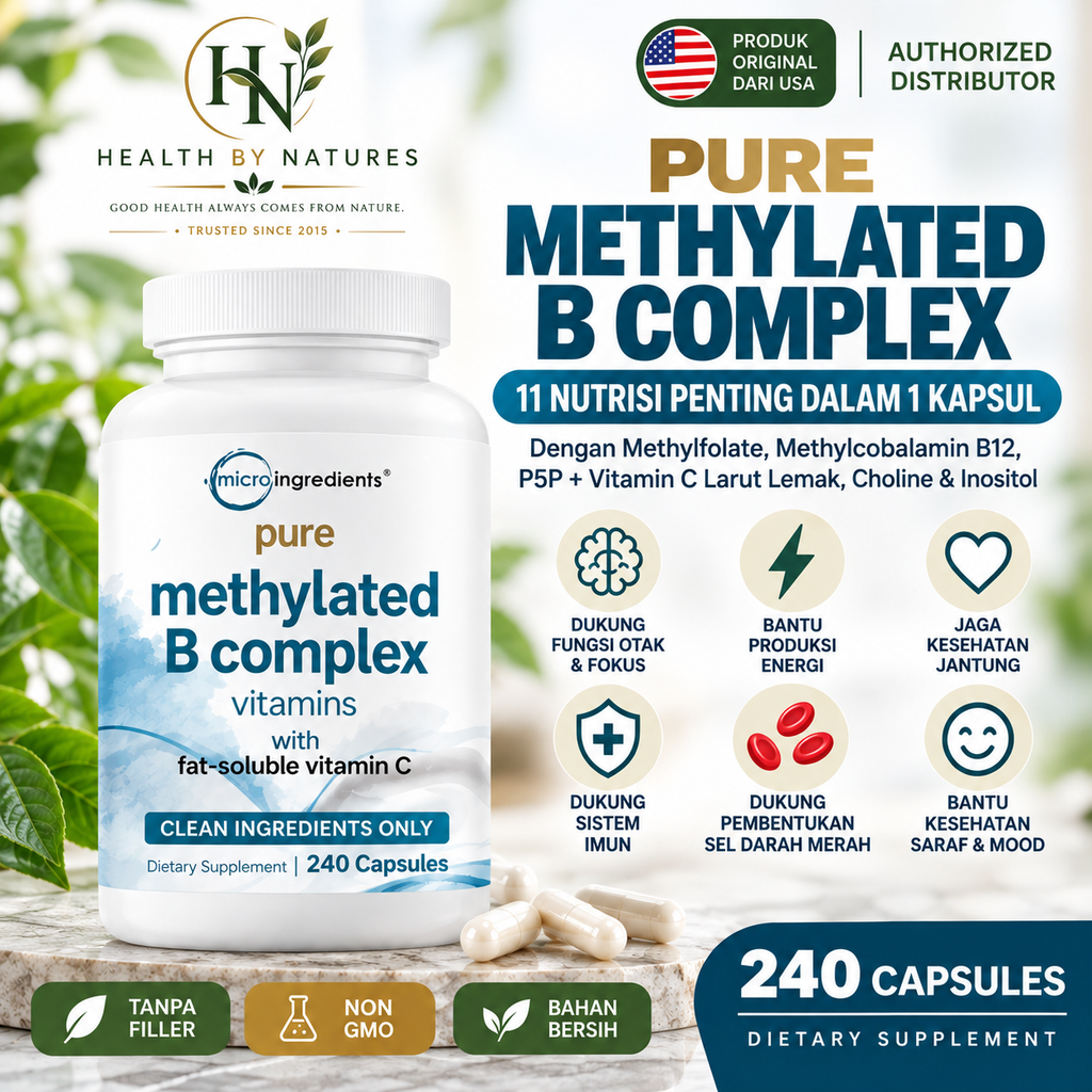Micro Ingredients Pure Methylated B Complex 240 Capsules | Vitamin B Complex Methylated B6 B12 Folate | Methylfolate