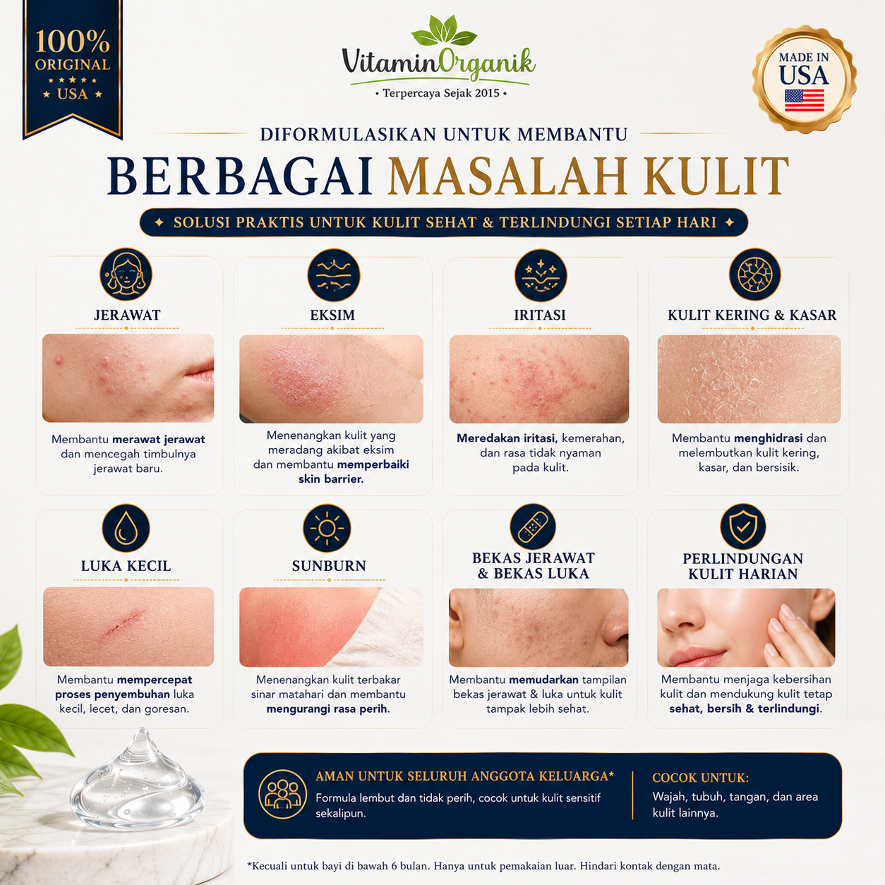 Sovereign Silver Skin Care Relief Gel 59ml Original USA | Gel Colloidal Silver untuk Jerawat Eksim Luka Bakar Sunburn