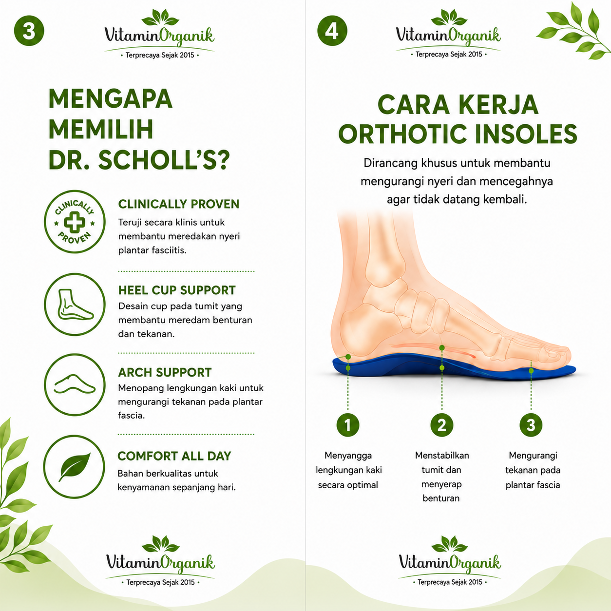 Dr. Scholl's Plantar Fasciitis Orthotic Insoles Women Original USA - Sol Sepatu Nyeri Tumit & Telapak Kaki