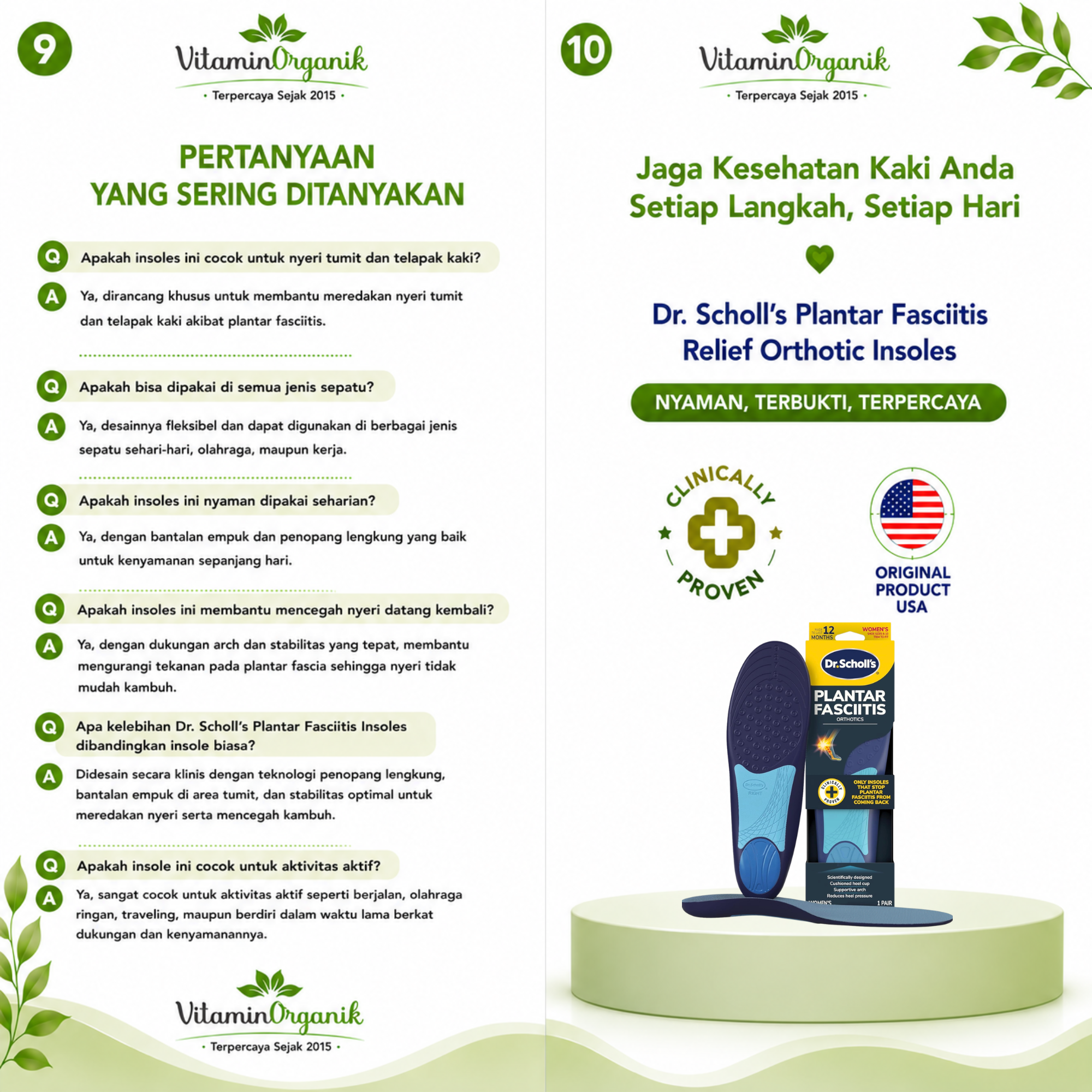 Dr. Scholl's Plantar Fasciitis Orthotic Insoles Women Original USA - Sol Sepatu Nyeri Tumit & Telapak Kaki