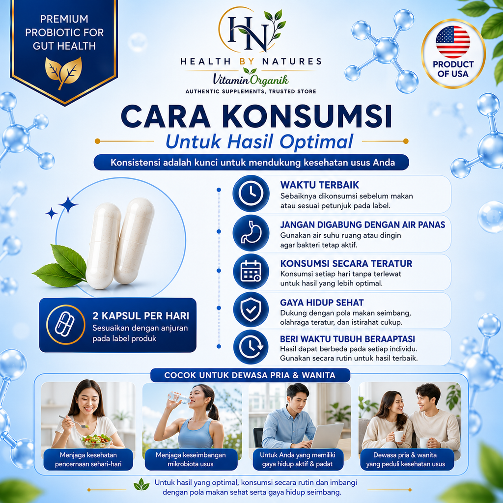 Probiotik probiotic Akkermansia Muciniphila 2 Billion TFUs | Membantu Menjaga Kesehatan Usus dan Keseimbangan Mikrobiota | meningkatkan imun tubuh | Chicory Inulin | 60 Veggie Capsules