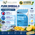 Micro Ingredients Omega-3 Fish Oil Triple Strength 4.200mg | EPA 1.200mg + DHA 900mg | 240 Softgels Lemon Flavored