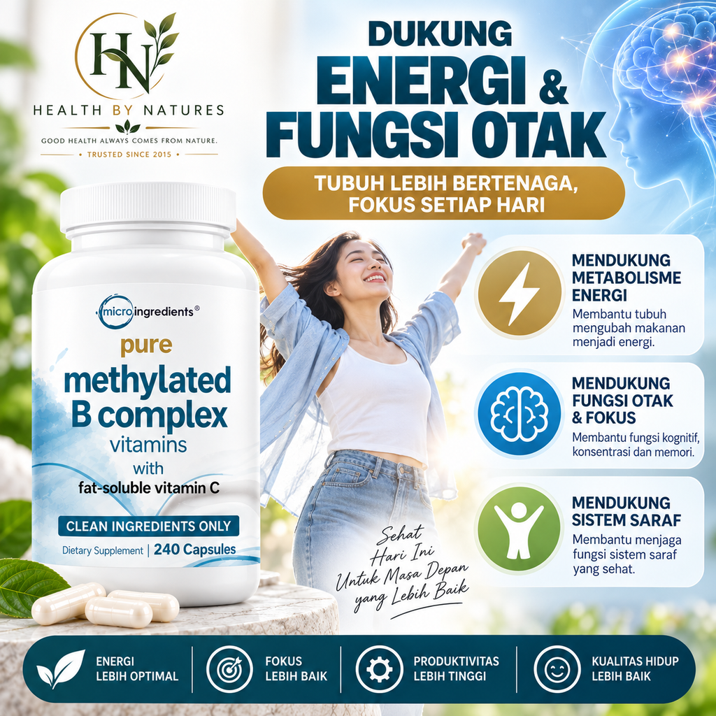 Micro Ingredients Pure Methylated B Complex 240 Capsules | Vitamin B Complex Methylated B6 B12 Folate | Methylfolate