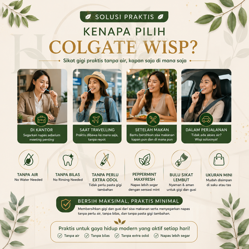 Colgate Wisp Original USA Disposable Toothbrush 24 pcs - Sikat Gigi Travel Tanpa Air No Rinse Sekali Pakai Peppermint MaxFresh