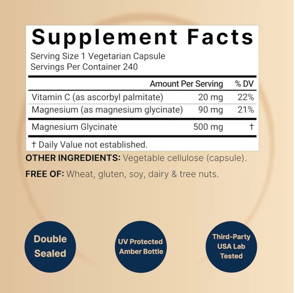 Magnesium Glycinate 500 Mg VEGAN Naturebell USA Original