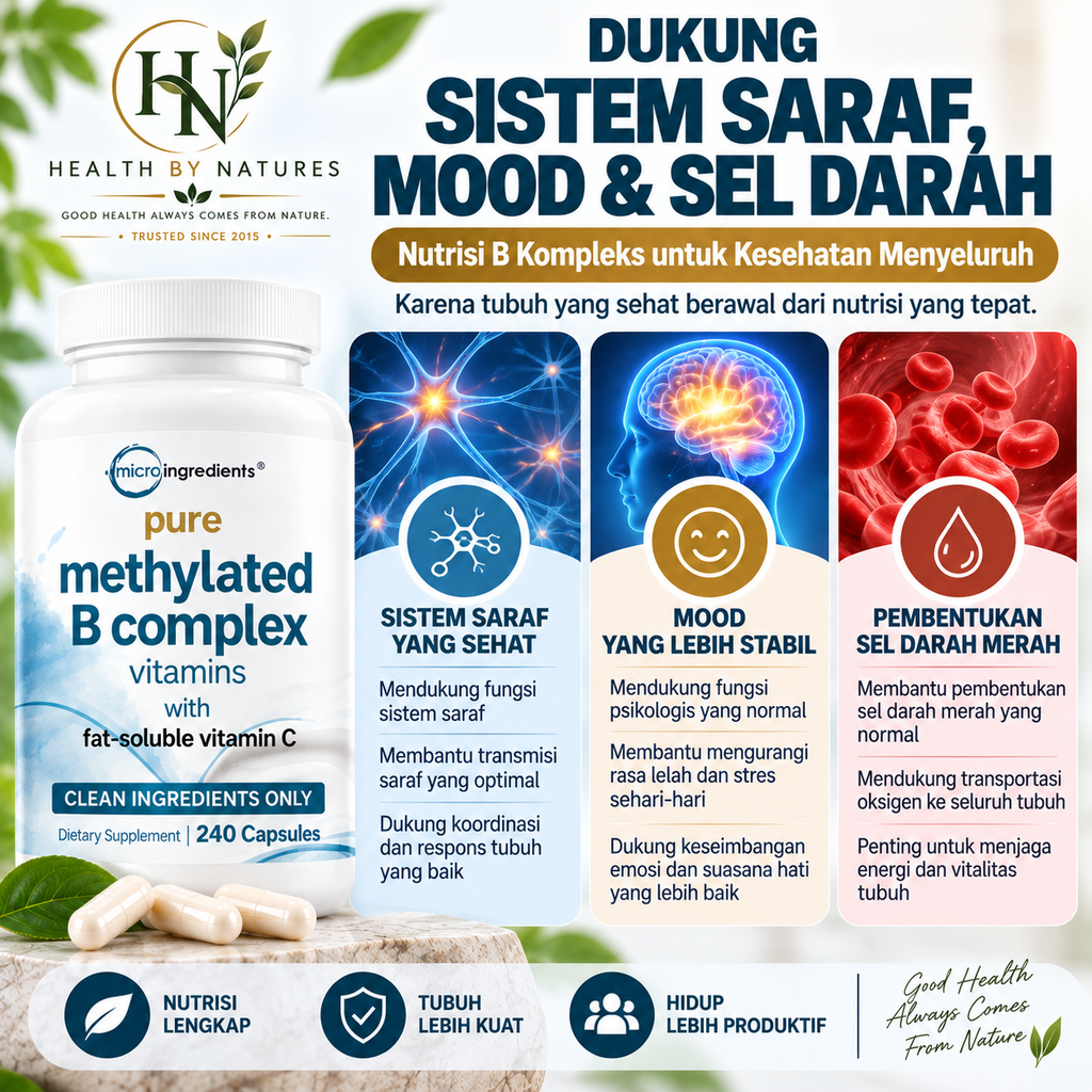 Micro Ingredients Pure Methylated B Complex 240 Capsules | Vitamin B Complex Methylated B6 B12 Folate | Methylfolate