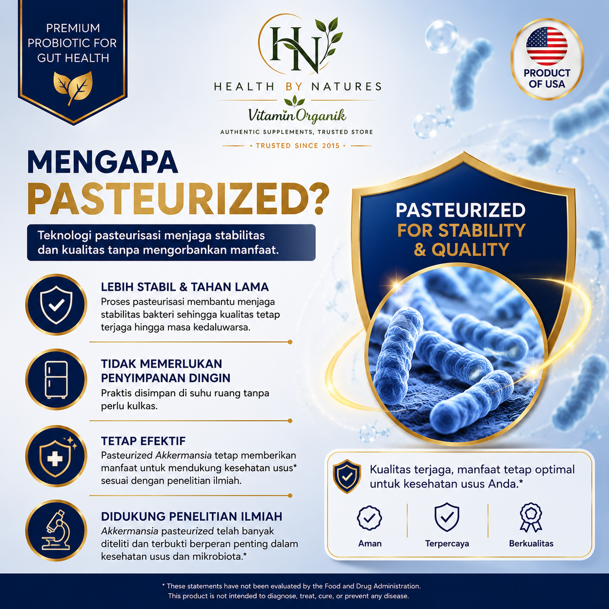 Probiotik probiotic Akkermansia Muciniphila 2 Billion TFUs | Membantu Menjaga Kesehatan Usus dan Keseimbangan Mikrobiota | meningkatkan imun tubuh | Chicory Inulin | 60 Veggie Capsules