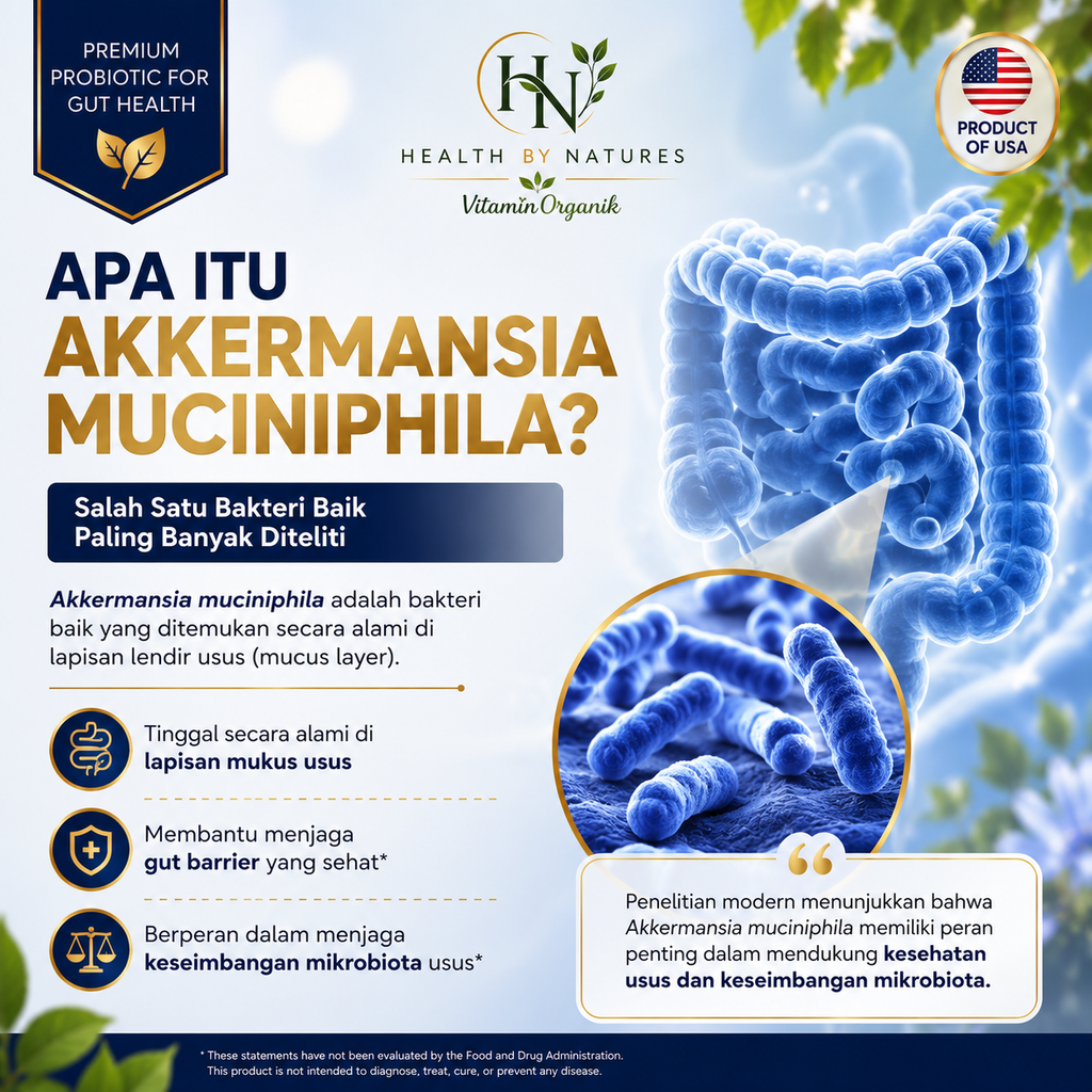 Probiotik probiotic Akkermansia Muciniphila 2 Billion TFUs | Membantu Menjaga Kesehatan Usus dan Keseimbangan Mikrobiota | meningkatkan imun tubuh | Chicory Inulin | 60 Veggie Capsules