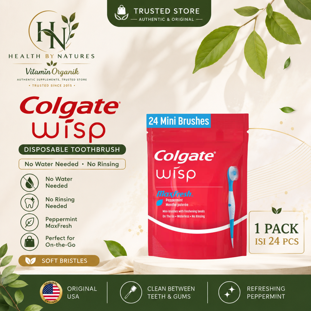 Colgate Wisp Original USA Disposable Toothbrush 24 pcs - Sikat Gigi Travel Tanpa Air No Rinse Sekali Pakai Peppermint MaxFresh