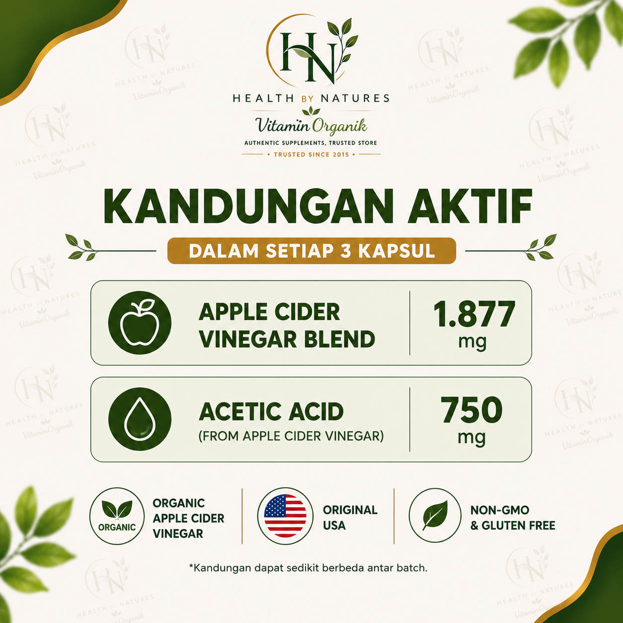 Bragg Apple Cider Vinegar Capsule 90 Kapsul Original USA | ACV Capsule | Diet | Gula Darah | Kolesterol | Pencernaan | Metabolisme
