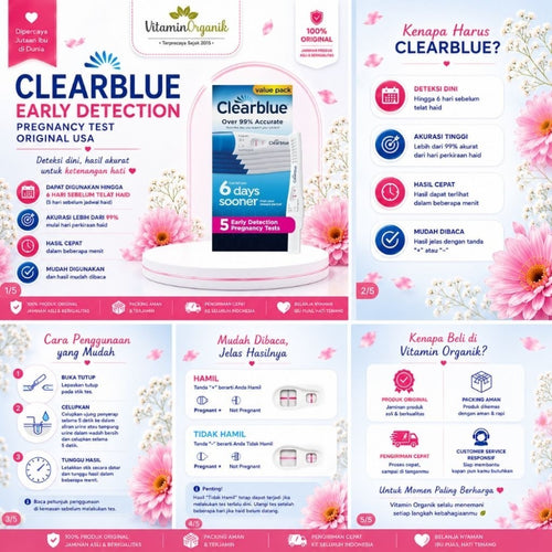Clearblue Test Pack Original USA Early Detection | Deteksi Dini Kehamilan | Alat Tes Kehamilan 99% Akurat | Sensitif | Hasil Cepat | Sebelum Telat Haid Mens